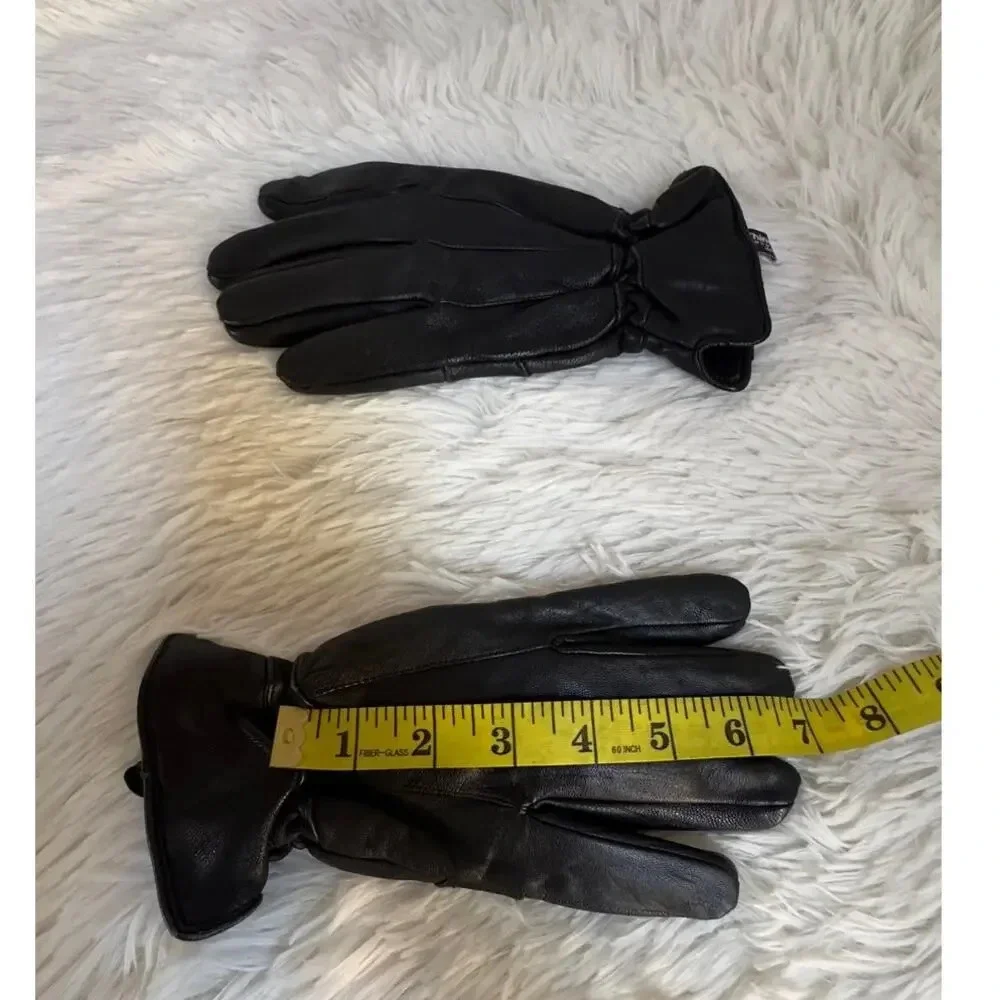 Black Leather Gloves for Men - Sheepskin Insulated, Stylish (Size M)